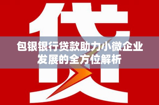 青山湖包银银行贷款助力小微企业发展的全方位解析 青山湖包银银行贷款助力小微企业发展的全方位解析
