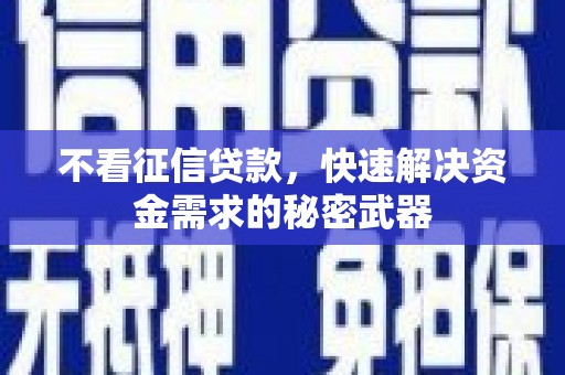 青山湖不看征信贷款，快速解决资金需求的秘密武器