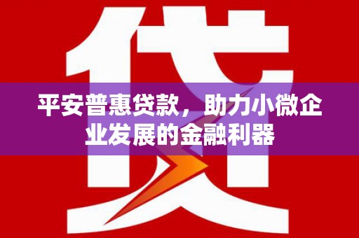 青山湖平安普惠贷款，助力小微企业发展的金融利器
